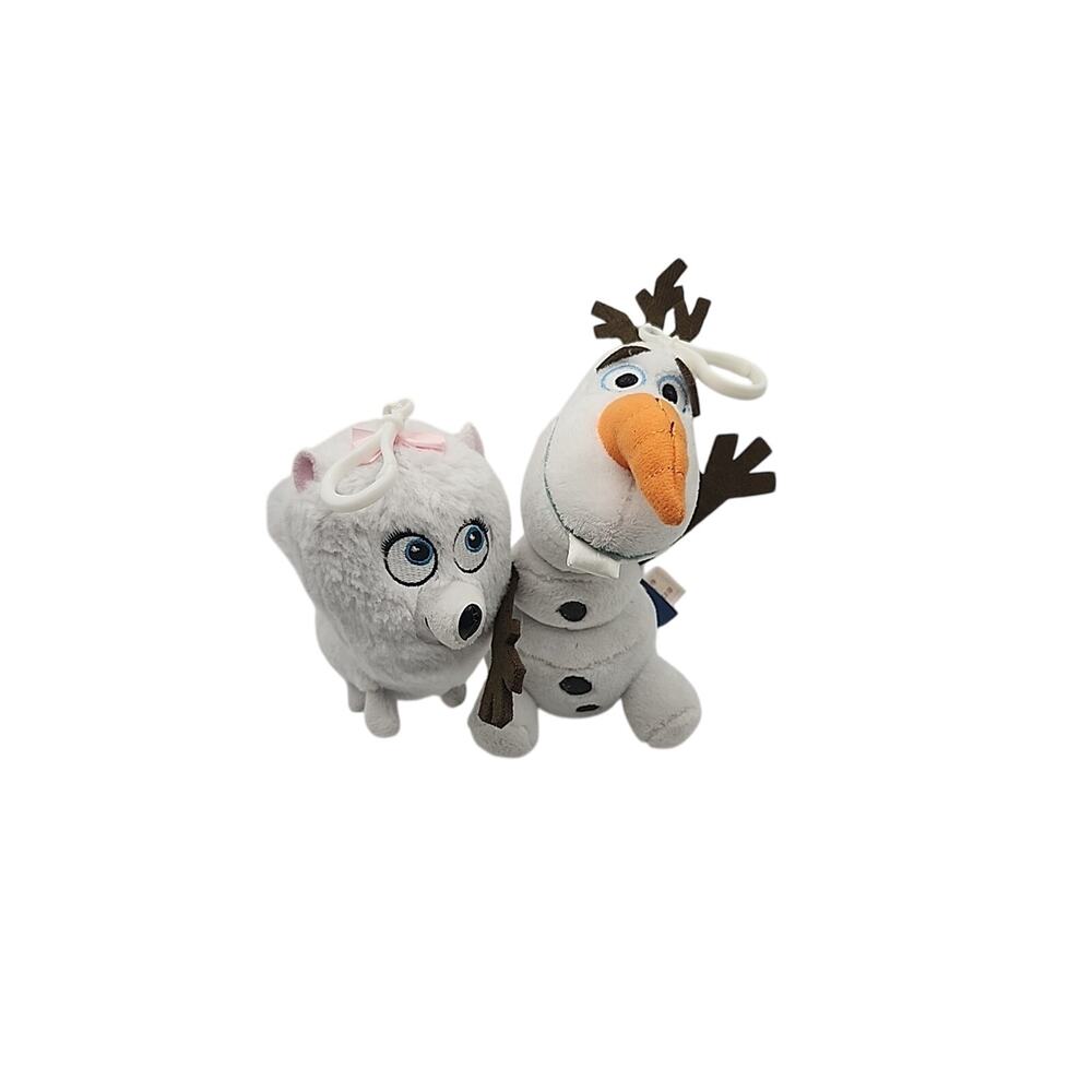 Frozen's Olaf & Gidget White Dog Plush Bag Clip Backpack Plush Clip Toy 5"